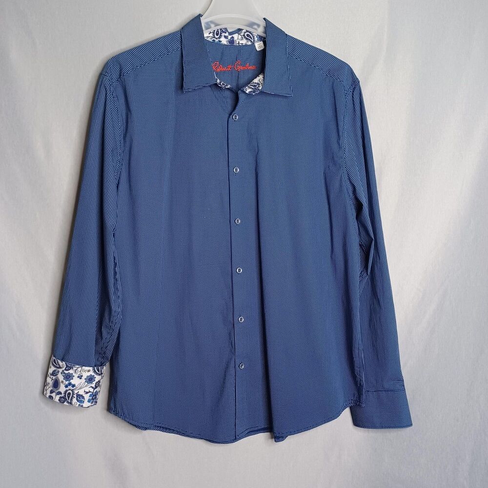 Robert Graham Shirt Mens 2XL Blue Classic Fit Stretch Long Sleeve Flip Cuffs